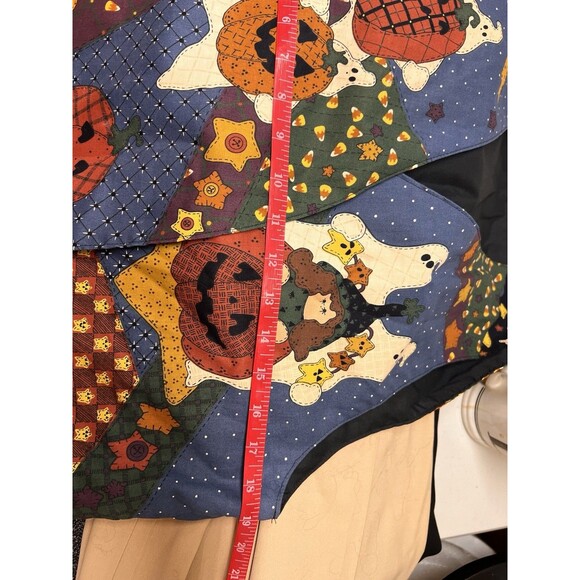 Hand Sewn Leslie Beck Vest Ghosts Pumpkins Cute Witch Open Tie Back M - Picture 8 of 16